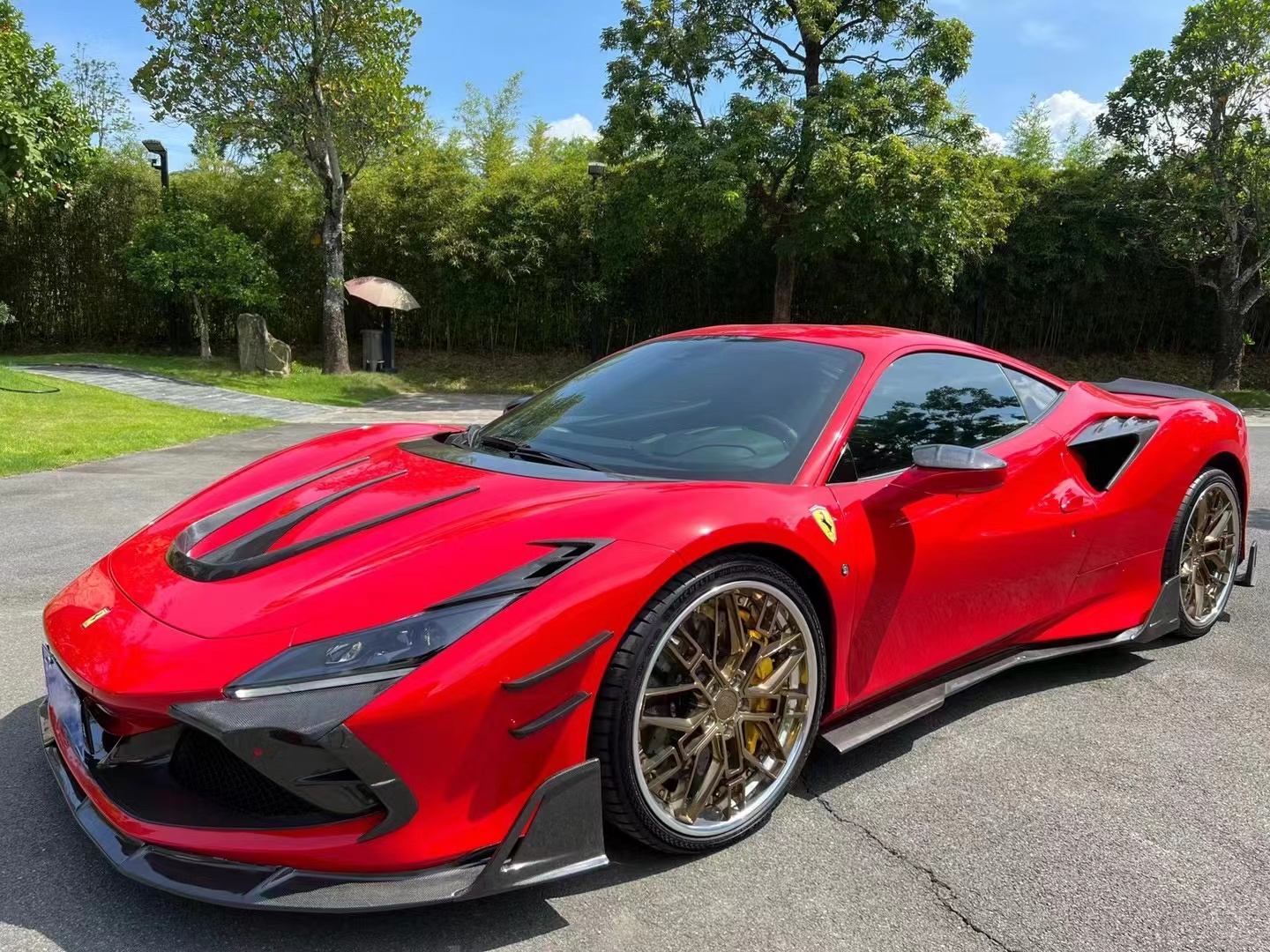 Ferrari F8 Upgrade MS Style Carbon Fiber Body Kit Front Lip Rear Diffuser Side Skirt Spoiler Bumper Cover Bonnet Cover Bumper Vents Air Side Vents Rear Bumper Vents HeadLight Cover TailLight Cover