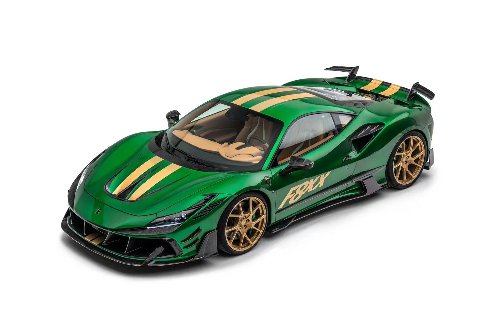 Ferrari F8 Upgrade MS Style Partial Carbon Fiber Wide Body Kit Front Bumper Rear Bumper Side Skirt Spoiler Fender Air Side Vents Front Cover Rear Cover