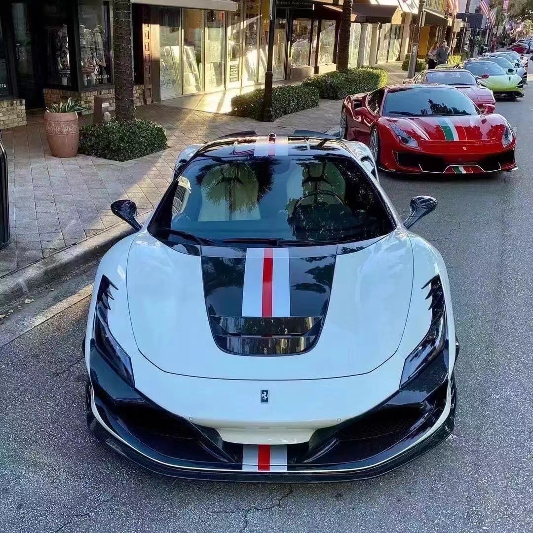 Ferrari F8 Upgrade HV Style Carbon Fiber Body Kit Front Lip Rear Diffuser Side Skirt Spoiler Bumper Cover
