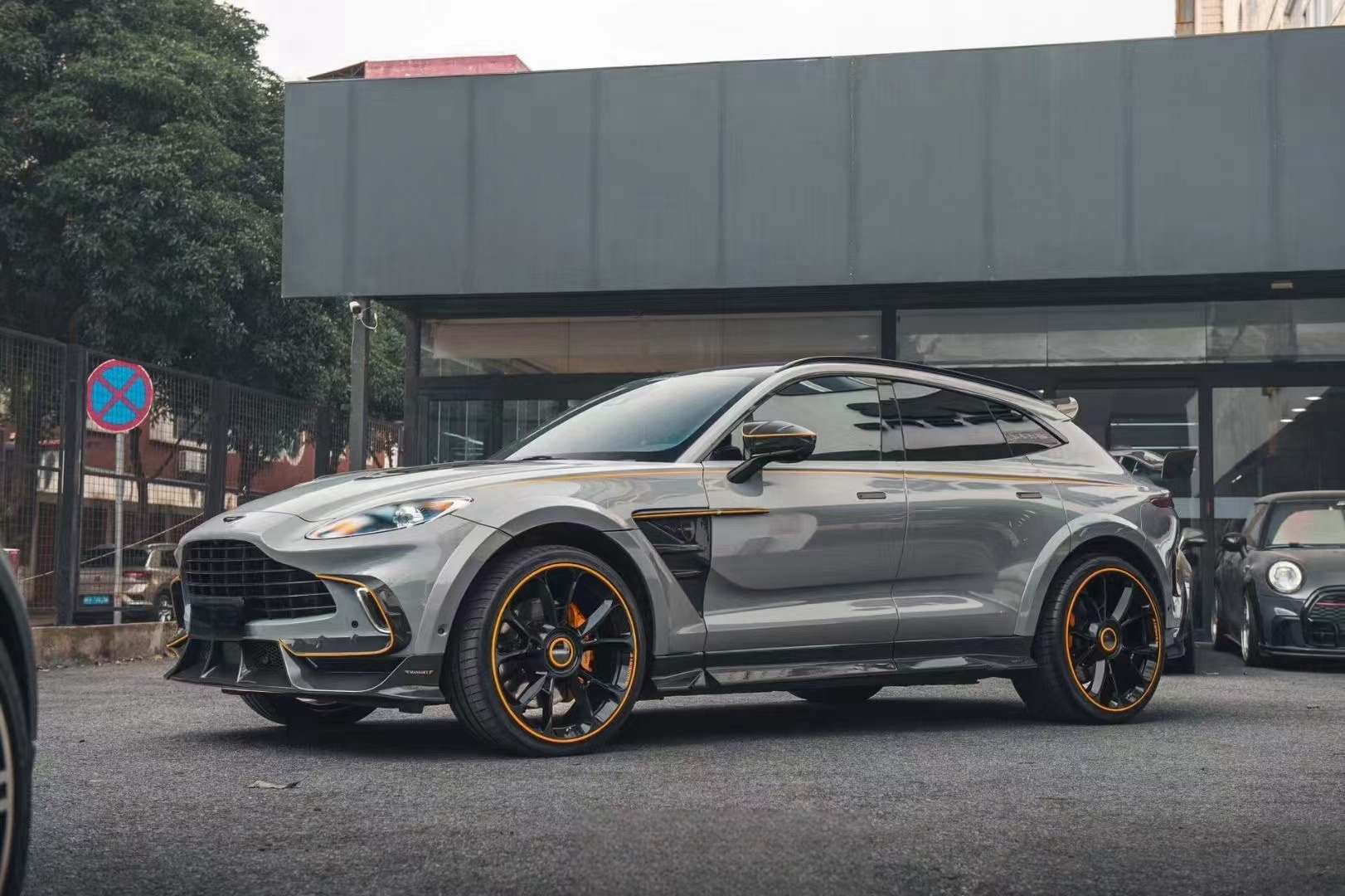 AstonMartin DBX Upgrade MS Style Carbon Fiber Body Kit Front Lip Front Bumper Cover Side Skirt Fender Cover Bonnet Cover Spoiler Diffuser Front and Rear Fender Widening