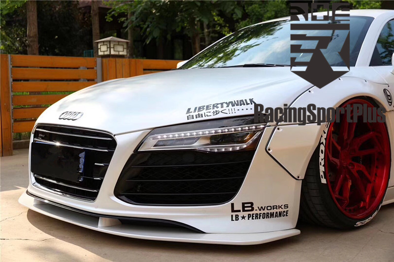 Audi R8 4Z Upgrade LB Style Wide Body Kit Front Lip Side Skirt Diffuser Spolier Front Fender Widening Rear Fender Widening