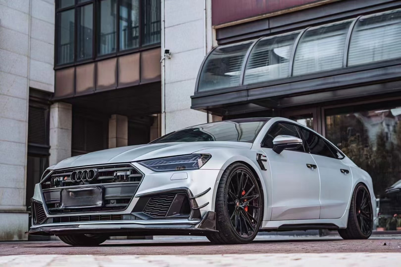 Audi A7S7RS7 4K8 Upgrade RS7 ABT Carbon Fiber Body Kit Front Lip Side Skirt Spoiler Diffuser Front Bumper Vents Rear Bumper Vents Mirror Cover